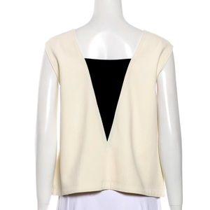 Rag & Bone V-Neck Sleeveless Top Cream with Black Back Accent Sz L